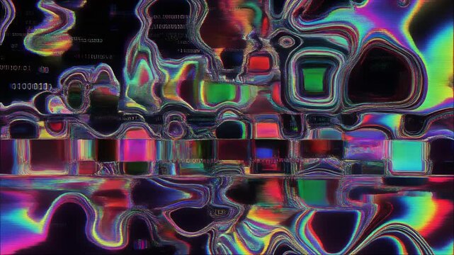 Abstract liquid crystal patterns morphing in vibrant colors