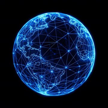Premium Neon Digital Globe with Holographic Network