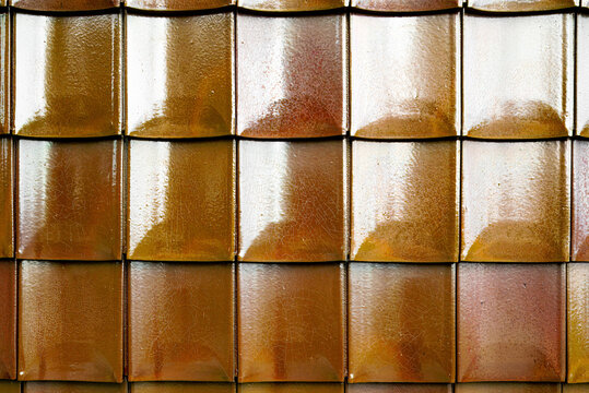 Close Up of Glossy Sekishu Kawara Ceramic Roof Tiles