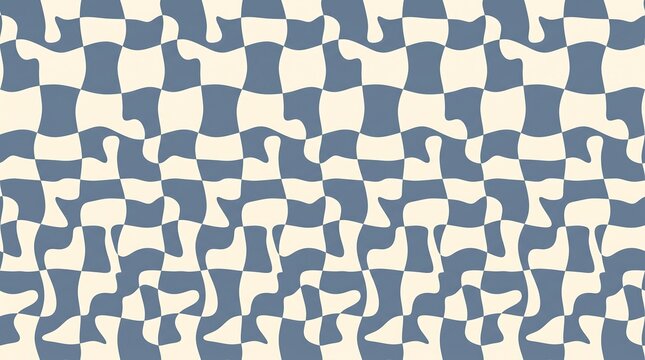 Wavy distorted checkerboard pattern for retro wallpaper, groovy decor and modern geometric surface design projects