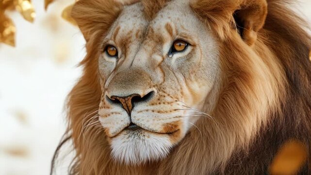 Majestic Close-up Portrait of a Lion with Golden Mane