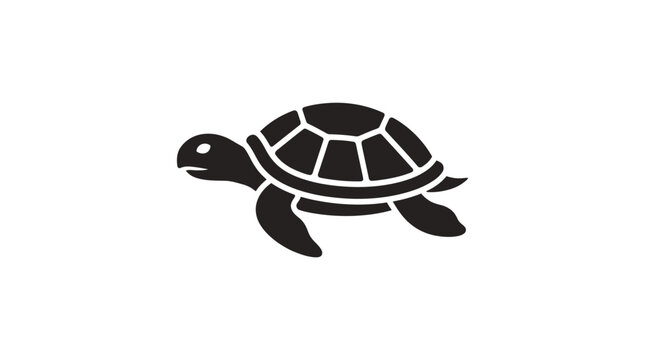 Minimalist black icon of a sea turtle isolated on white background.