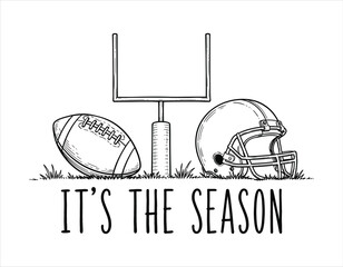 Obraz premium It's The Season Football Line Art Design
