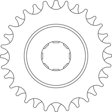 Sprocket Outline Icon Illustration on White Background