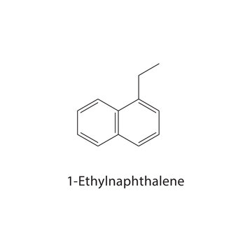 1-Ethylnaphthalene skeletal structure. aromatic compound schematic illustration. Simple diagram, chemical formula.