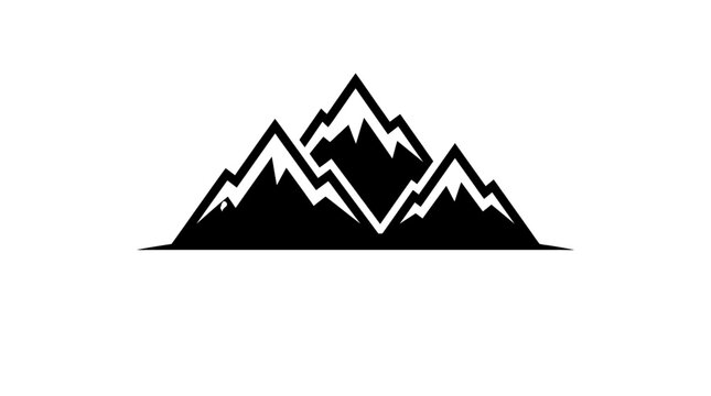 Minimalist black and white mountain range vector illustration.