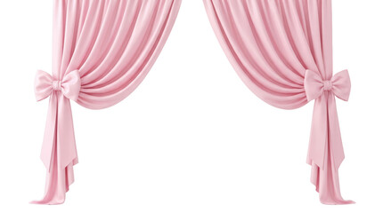 Naklejka premium Elegant pink curtains tied with bows isolated on transparent background