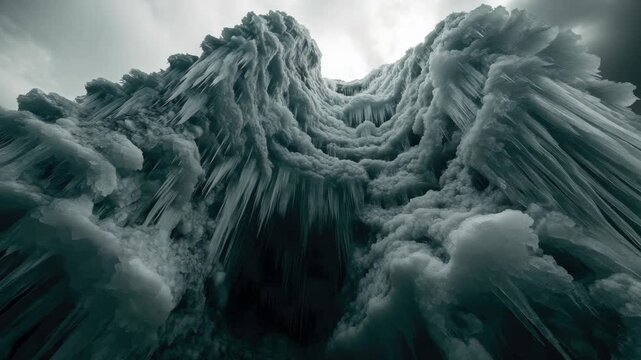 Abstract Frozen Landscape with Icy Crystal Formations