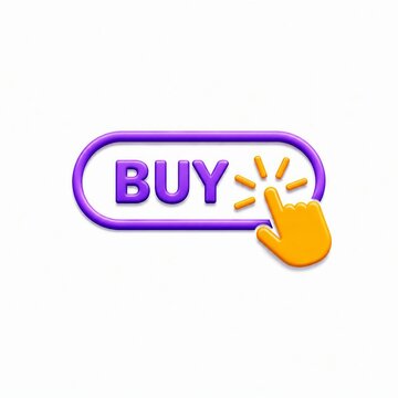 Purple buy button with click animation and gold coins