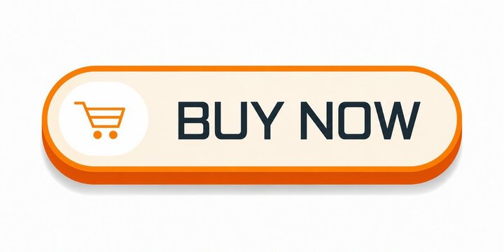Orange shopping button with cart icon and buy now text