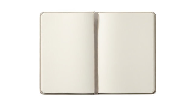 Blank open notebook isolated on transparent background