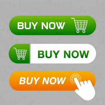 Colorful buy now shopping call to action buttons with cart icons