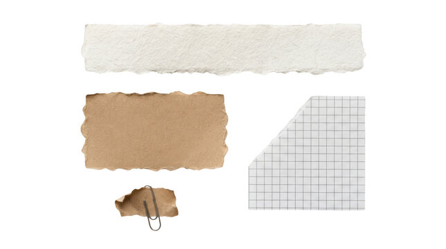 Various scrap paper pieces isolated on transparent background