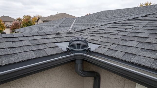 Roof drainage system with gutter and debris guard installed on shingles