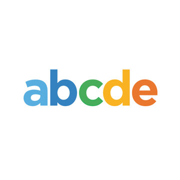 Colorful ABCDE letters on white background