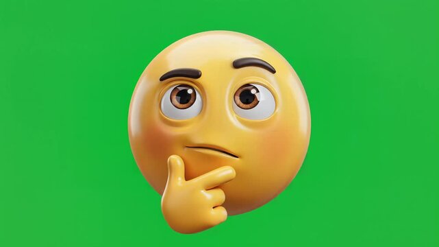 3d emoji animated thinking and smiling characters on green screen