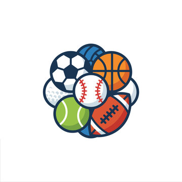 Diverse Sports Balls Collection: Soccer, Basketball, Baseball, Tennis, Golf, Football