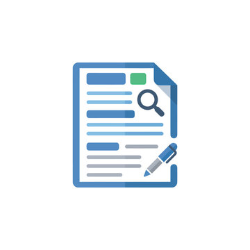 Document Analysis with Magnifying Glass and Pen Icon