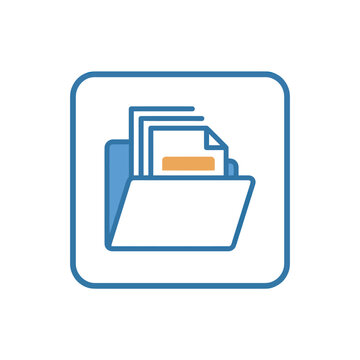 Document folder icon, digital archive, data storage, information management, business organization