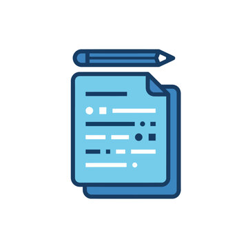 Document Checklist Icon with Pencil, Business and Planning Concept, Flat Design