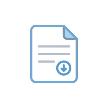 Document Icon with Download Arrow, Flat Design, Vector Illustration
