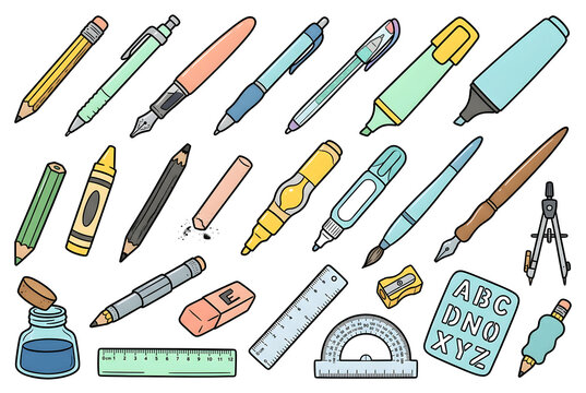 Writing Tools - Back to School Hand Drawn Doodles