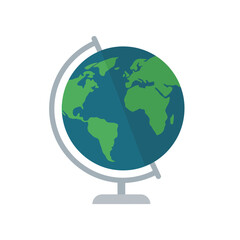 Naklejka premium Flat Design Globe Icon, World Map, Global Navigation, Earth Sphere Illustration