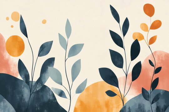 Abstract botanical background with colorful organic shapes