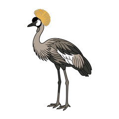 Naklejka premium Graceful crowned crane standing tall in profile.