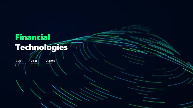 Financial Technologies Abstract Motion Background with Digital Data Flow and Network Lines