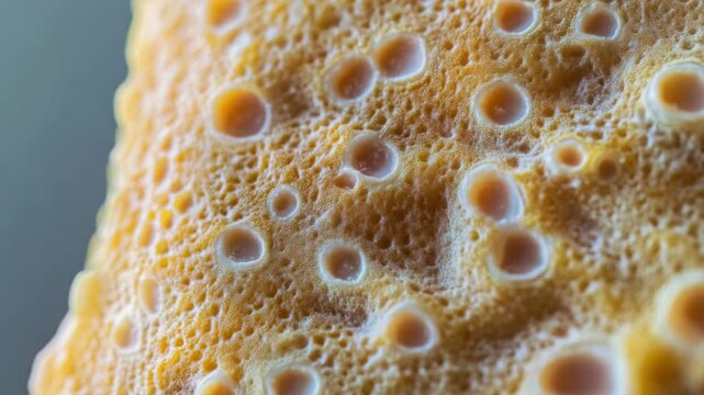 Macro Shot of Orange Sea Sponge with Porous Texture