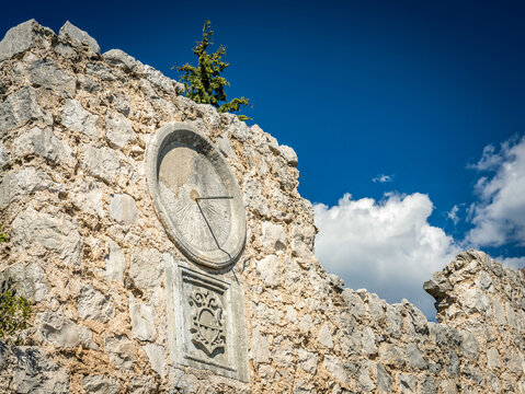 Mediterranean landscape and historic stone ruins in Dalmatia