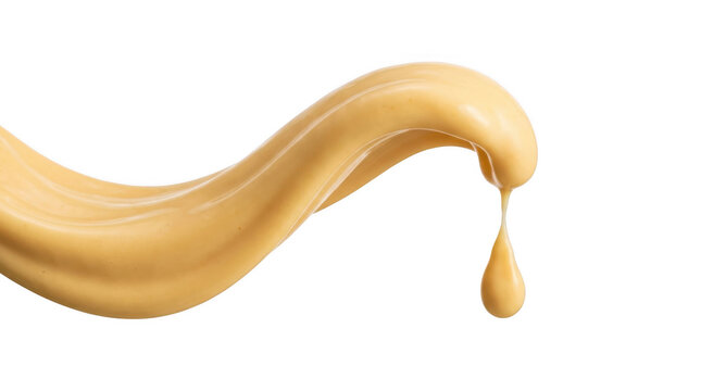 Creamy caramel sauce splash on transparent background.