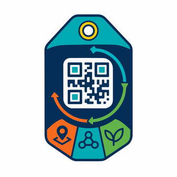 Digital Product Passport Tag with QR Code and Circular Economy Symbols