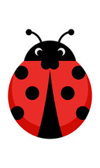 Obraz premium Cute stylized ladybug icon with a rounded red body and black spots isolated on a white background Minimalist nature concept