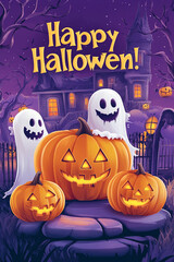 Fototapeta premium Halloween Celebration Background with Pumpkin and Spooky Decorations
