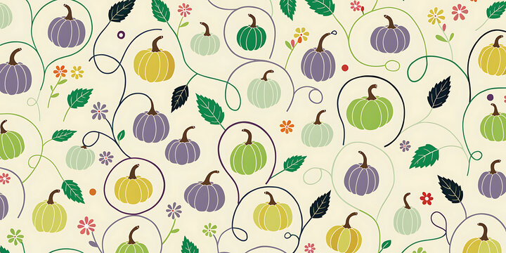 Colorful autumn pumpkins seamless pattern