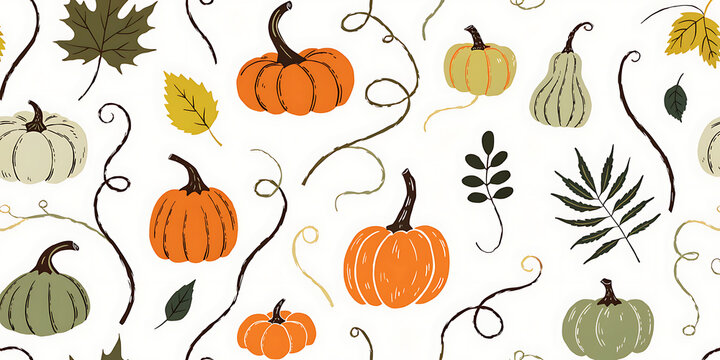 Autumn pumpkin seamless pattern design