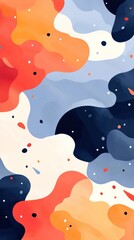 Naklejka premium Swirling patterns of orange blue and white create a lively and dynamic artwork