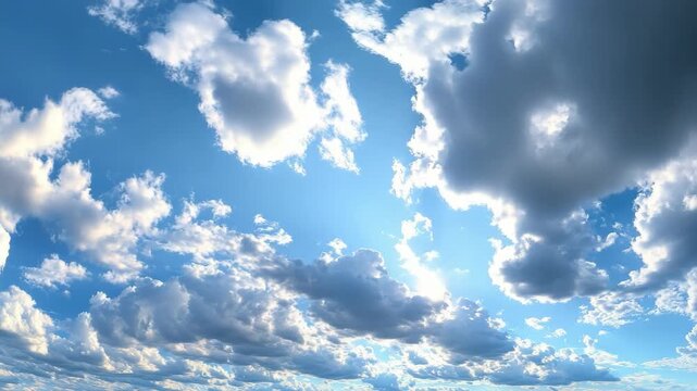 White Cumulus Clouds in a Bright Blue Sky