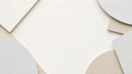 Fototapeta premium Abstract paper art background with geometric shapes and soft neutral textures.