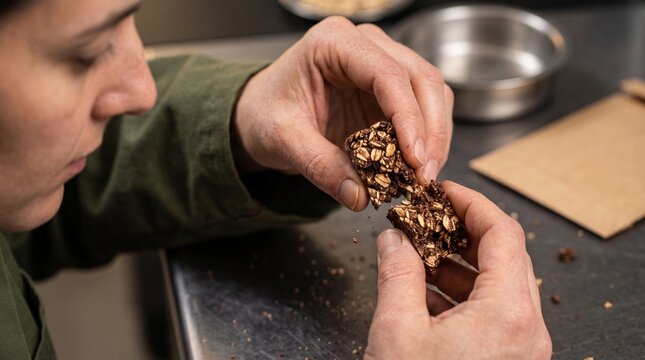 Texture analyst evaluates a cocoa oat protein mixture
