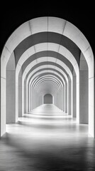 Fototapeta premium Elegant arches lead to a bright corridor featuring modern design elements