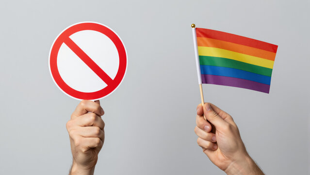 Ban on LGBT movements and media coverage. Concept of censorship, human rights restrictions. Freedom of speech violations, societal discrimination, and marginalized community struggles.