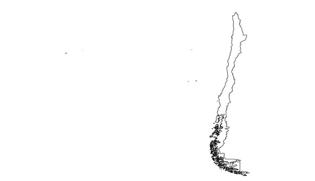 Chile map outline vector design for geography education and travel presentation.