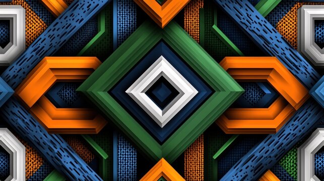 Intricate design showcases colorful shapes and patterns harmonizing in a lively display