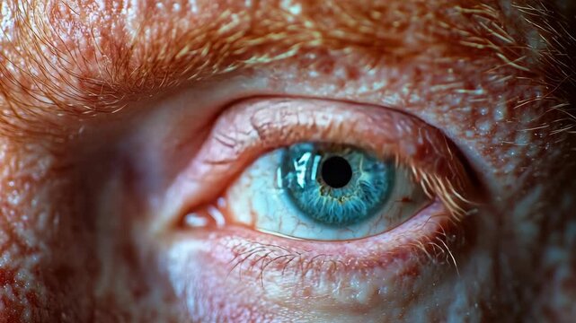 Extreme Close-up of a Human Eye with a Blue Iris