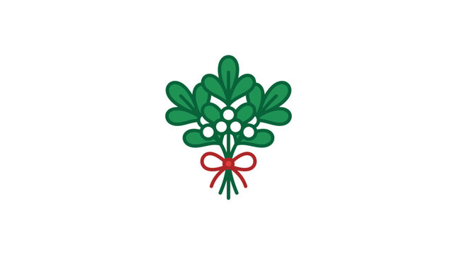 A simple vector illustration of a festive green mistletoe plant