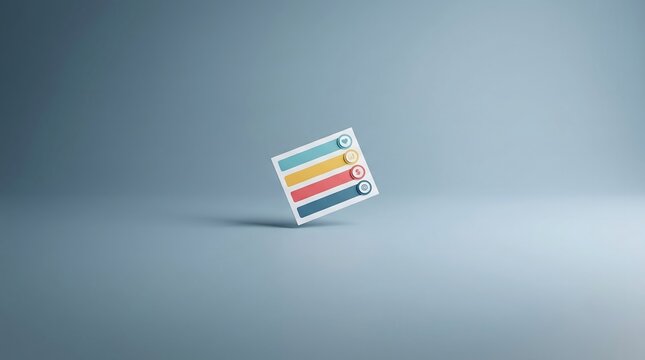 Minimalist 3D Infographic Diagram with Colorful Progress Bars and Icons