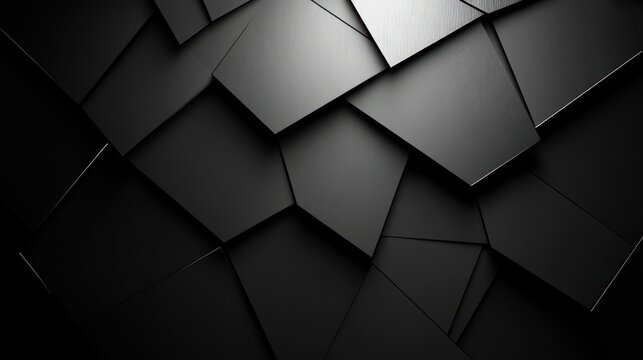 Complex shapes overlap in deep black tones forming a captivating textured surface